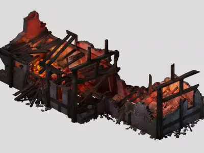 Game Burned houses 01 3D model