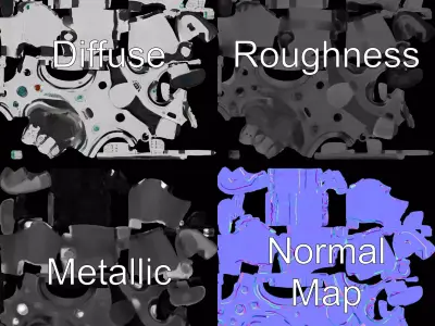 Futuristic Humanoid Robot Model Pack Low-poly 3D model