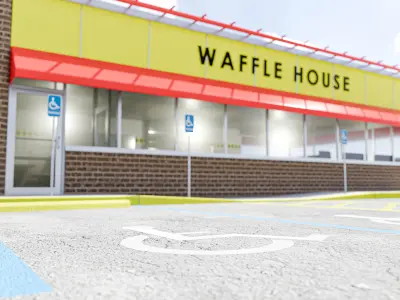 Waffle House with Parking Lot 3D model