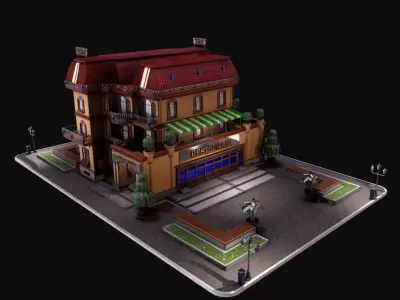 Model STYLIZED BUILDING Hotel 2 3D model