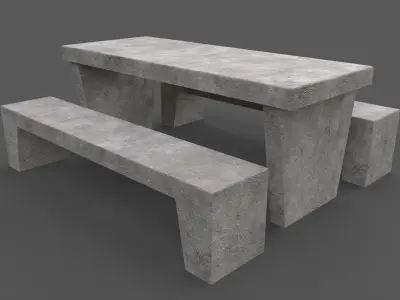 PBR Concrete Picnic Table A Low-poly 3D model
