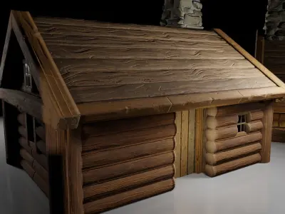 Stylized Log Cabin Game Models Low-poly 3D model