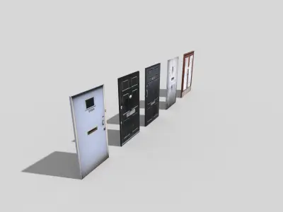 low poly doors pack 2 Low-poly 3D model