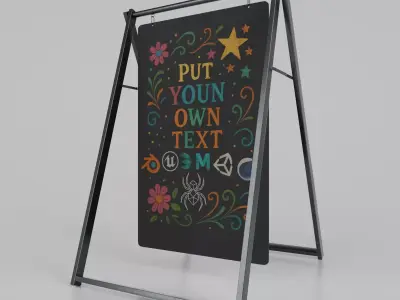 Customizable Double Sided Swinging Steel Chalkboard Sign Low-poly 3D model