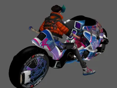 akira biker Low-poly 3D model