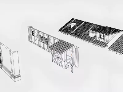 Medieval Modular Building Kit  Trim Sheet Based Low-poly 3D model