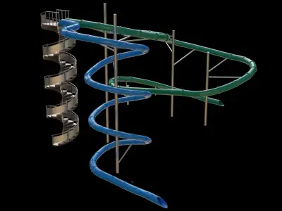 Water Slide 3D model Low-poly 3D model