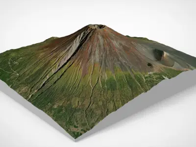 Mountain landscape Volcano Fuji Japan 3D model