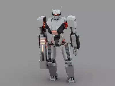 Fighter robot rigged - animated character 3D model