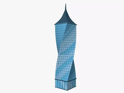 Cartoon skyscraper building 6 Low-poly 3D model