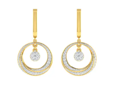 Light Weight Yellow Gold Diamond Earring EZ BI-29 3D print model