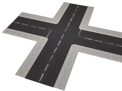 Street Road Pack Lowpoly City Road Low-poly 3D model