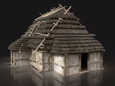 Next Gen AAA THATCHED FANTASY MEDIEVAL WOODEN CABIN HOUSE HUT Low-poly 3D model
