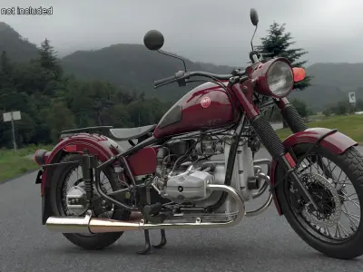  Retro Ural M70 Motorbike Maroon 