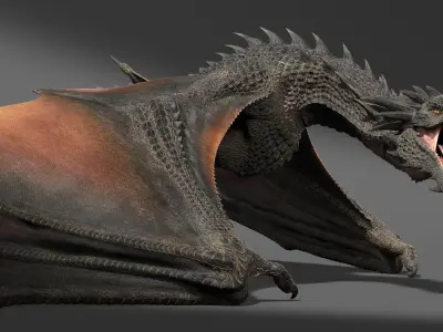  Dragon Black Rigged 