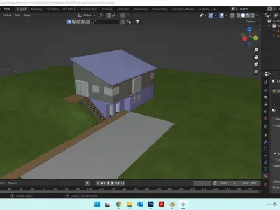 Residential House Exterior and Interior Model Low-poly 3D model