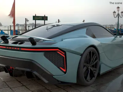 Lexus Sport Concept Car Vehicle Turquoise Rigged 