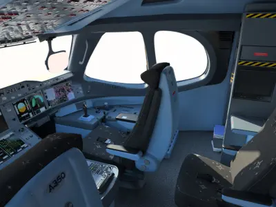  Airbus A350 airplane cockpit high detallization VR 