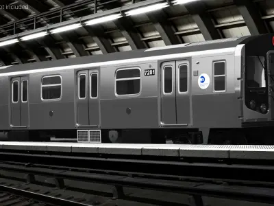  MTA Subway Rolling Stock R160 Two Car Formation Silver Rigged 