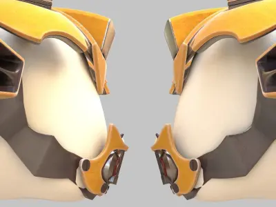 Yellowish Tech Helmet 3D model