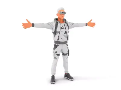 Futuristic Streetwear Male model pack Low-poly 3D model