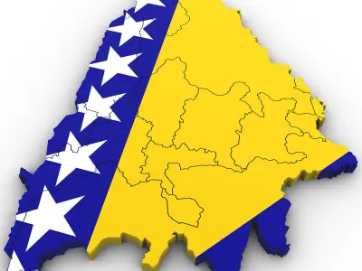 3d Political Map of Bosnia 3D model