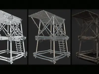 Wooden Watchtower B Low-poly 3D model