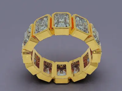 Bezel set radiant cut diamond eternity ring band 3D print model