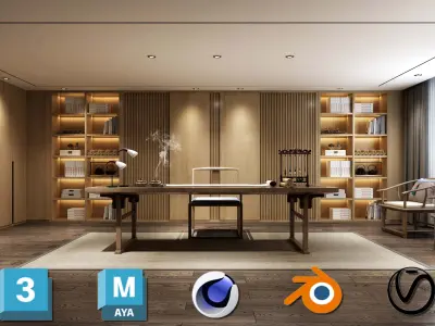 VIP STUDY ROOM - Ultra-Luxury for Architectural Visualization Low-poly 3D model