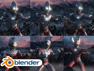 6 Ultra Brothers Stylized 3D Model Pack 3D model