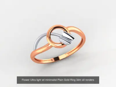 51 Flower Minimalist Ultra light Weight Plain Gold Ring  3D Model Pack