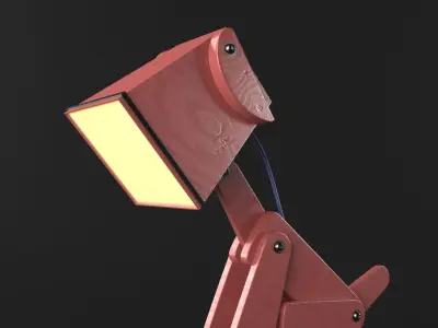 Red Dogi Adjustable Wooden Table Lamp 3D model