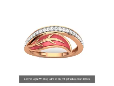 10 Flower Leaves Light Wt Ring 3dm stl obj mtl gltf glb render 3D Model Pack