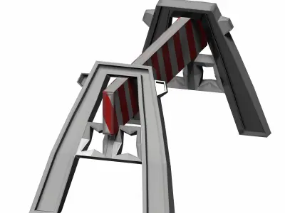 Red-white strip plastic barricade Low-poly 3D model