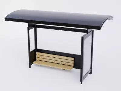 Bus Stop Shelter 6 Low-poly 3D model