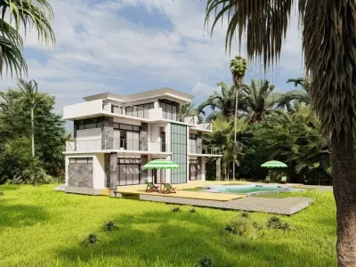 Casa Scene-villa-modern house 3D model 64