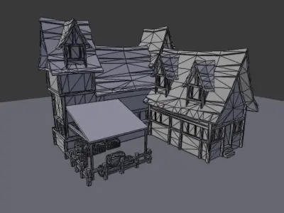 Medieval Town House Low-poly 3D model