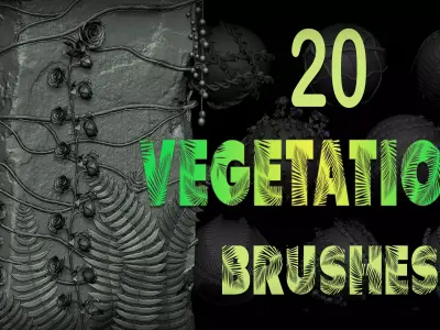 Zbrush - 20 Vegetation Nature Brushes Pack 3D model