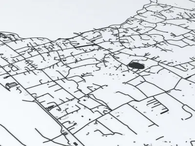 Easter Island Road Network and Buildings 3D model