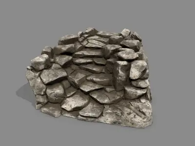 Old Stairs Low-poly 3D model 2