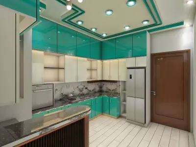 Modern Modular Kitchen Interior 3D Model  3D model