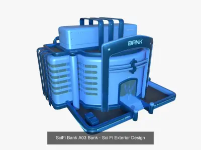 10 Sci Fi Buildings Collection C - Blue - Exterior Design 3D Model Pack