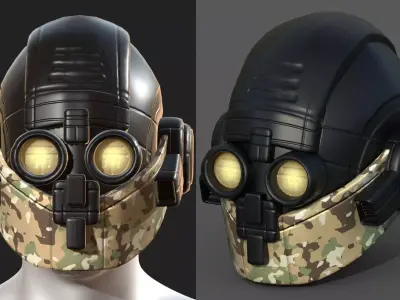 Helmet plastic scifi futuristic 3d model  Low-poly 3D model