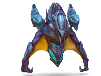 Low Poly Alien Cyborg Trooper Soldier UFO Low-poly 3D model