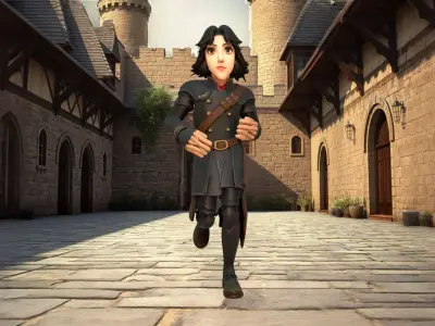 Medieval Knight with Dark Wavy Hair Low-poly 3D model