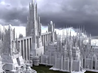 Ancient Dracula Castle With Very large city temple structures 3D model