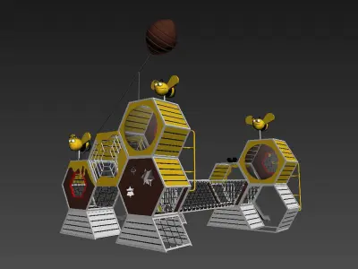 combine children honeycomb series play equipment 3D model