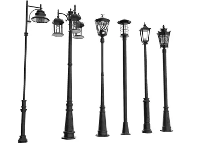Street Lamp Low-poly 3D model 48