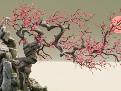 Old Peach Blossom Tree 3D model