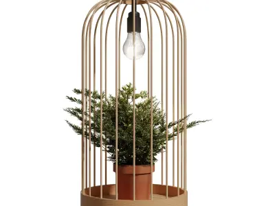 Puins Ceiling Lighting Bird Cage Planter 3D model